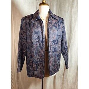 Bon Worth Blazer Petite M Women’s Vintage Paisley Regency Style Jacket